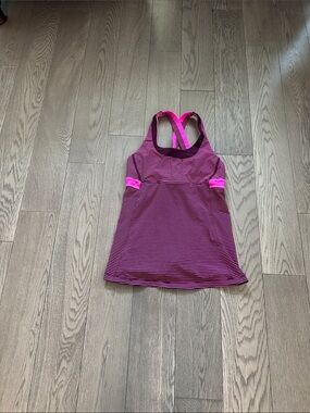 lululemon athletica Pink and Black Striped Racerback One-Piece Swim Top